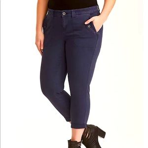 Torrid Cropped Twill Military Pant - Navy Wash